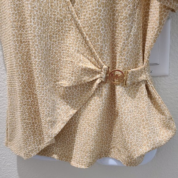 Michael Michael Kors women's khaki short sleeve blouse medium NWT - Picture 4 of 13